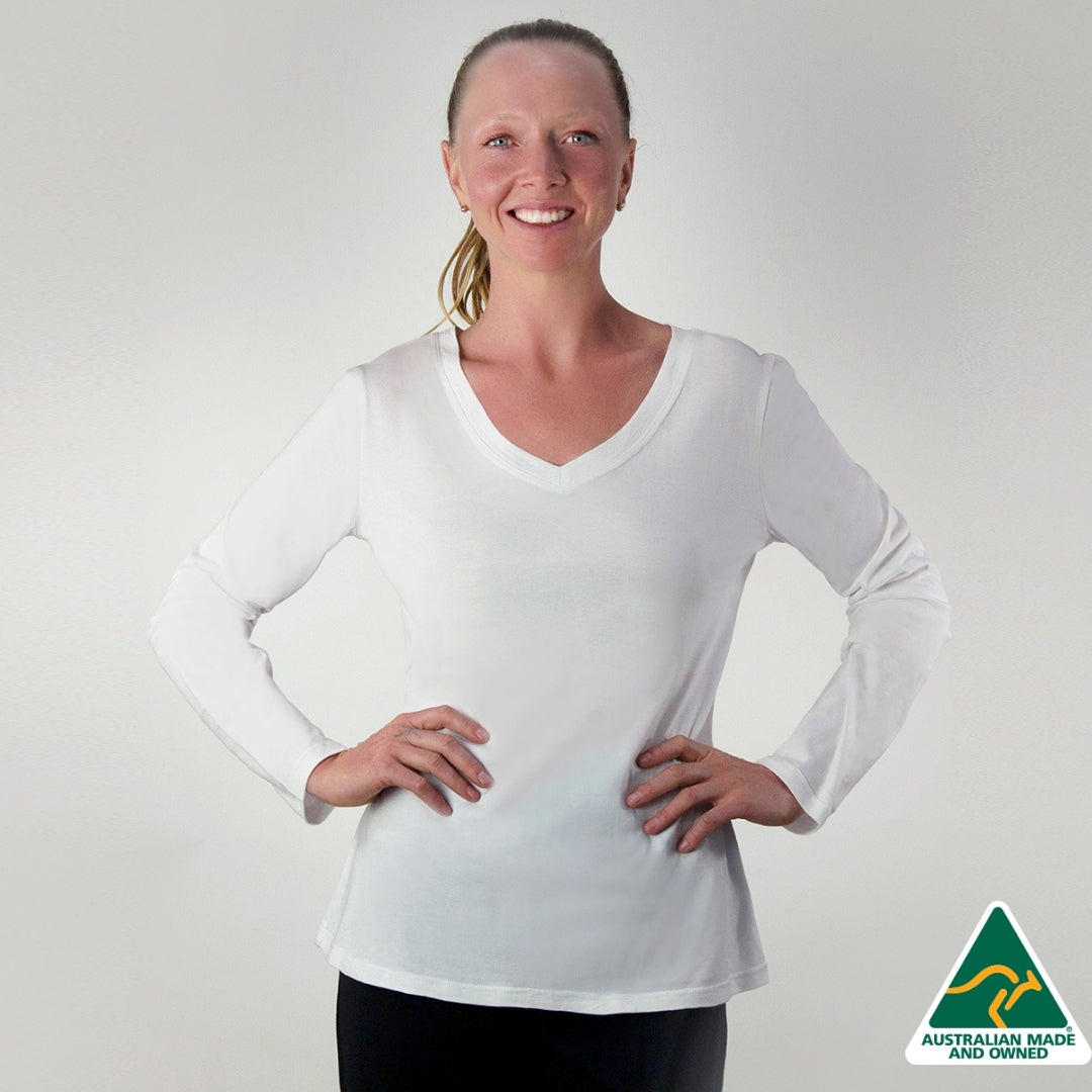 Long Sleeve Classic V Neck Tee- Women's
