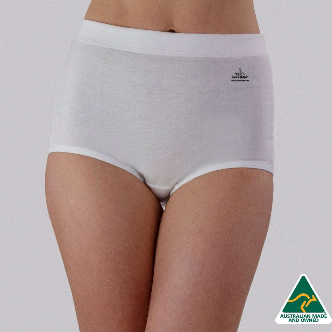 High Waist Low Leg Comfy Bum Knickers - Single - White