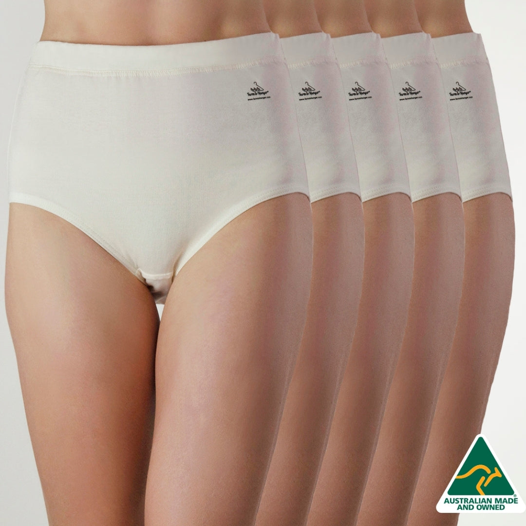 High Waist Comfy Bum Knickers - Five Set - Natural