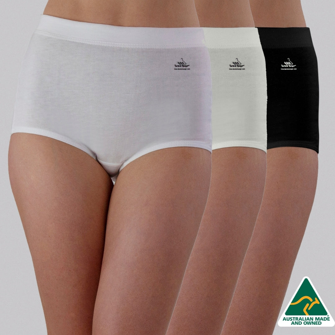 High Waist Low Leg Comfy Bum Knickers - Multi-colour TRIPLE Set