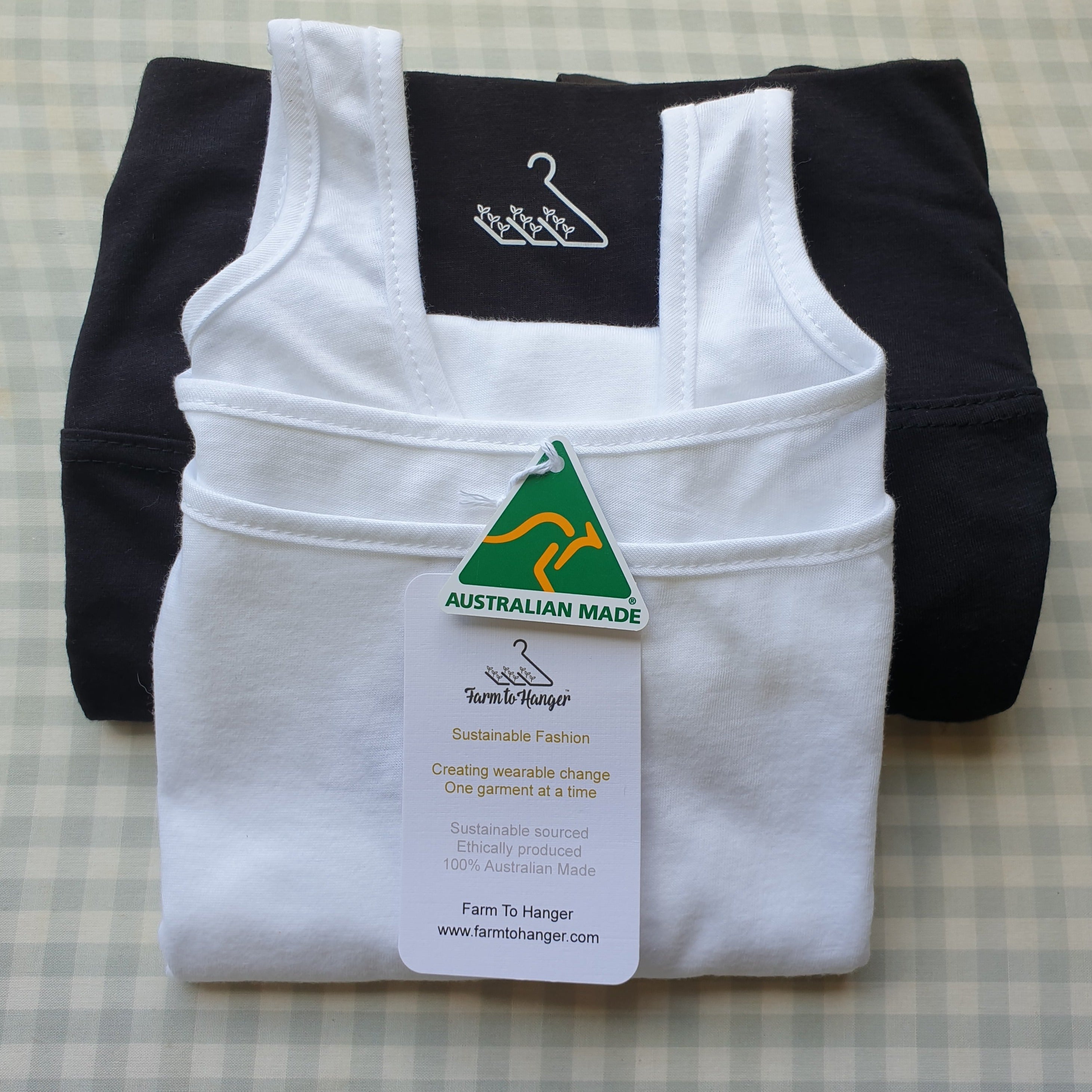 Comfy Cami Singlet - White AND Eco Active Yoga Pants - Black Set