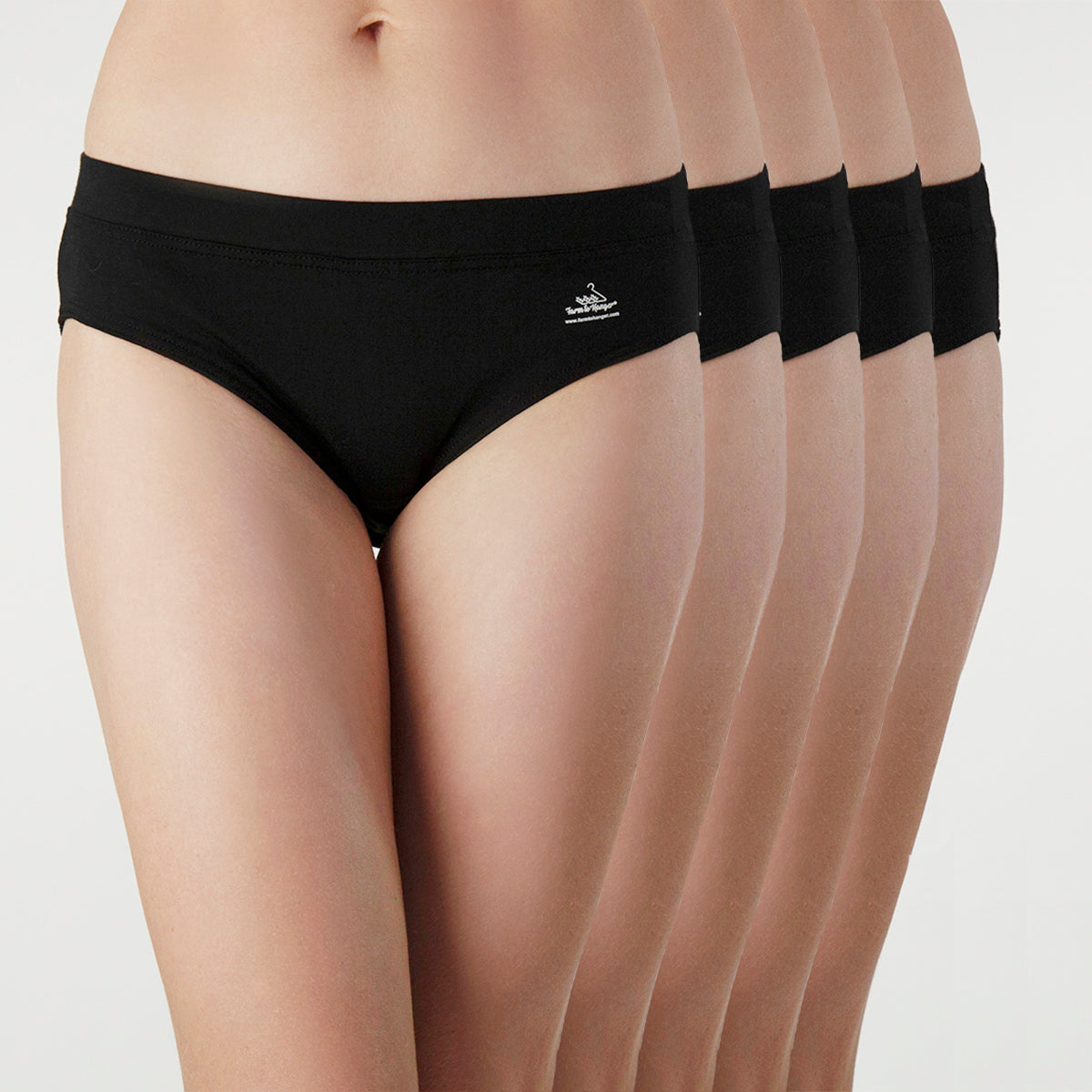 Comfy Bum Knickers - Single Colour Five Set - Black - The