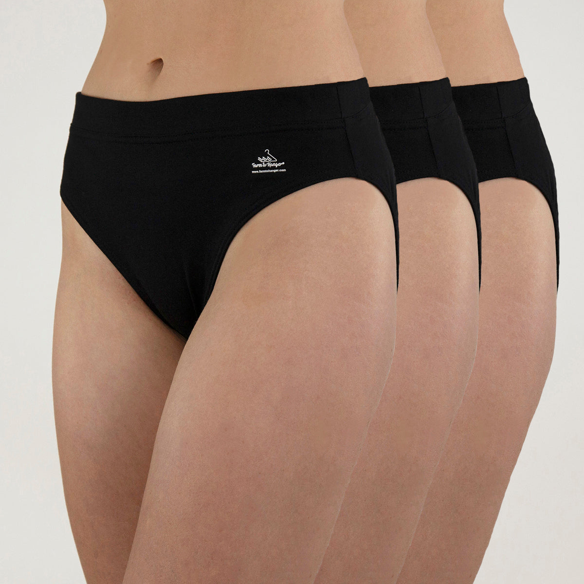 High Cut Comfy Bum Knickers - Triple Set - Black