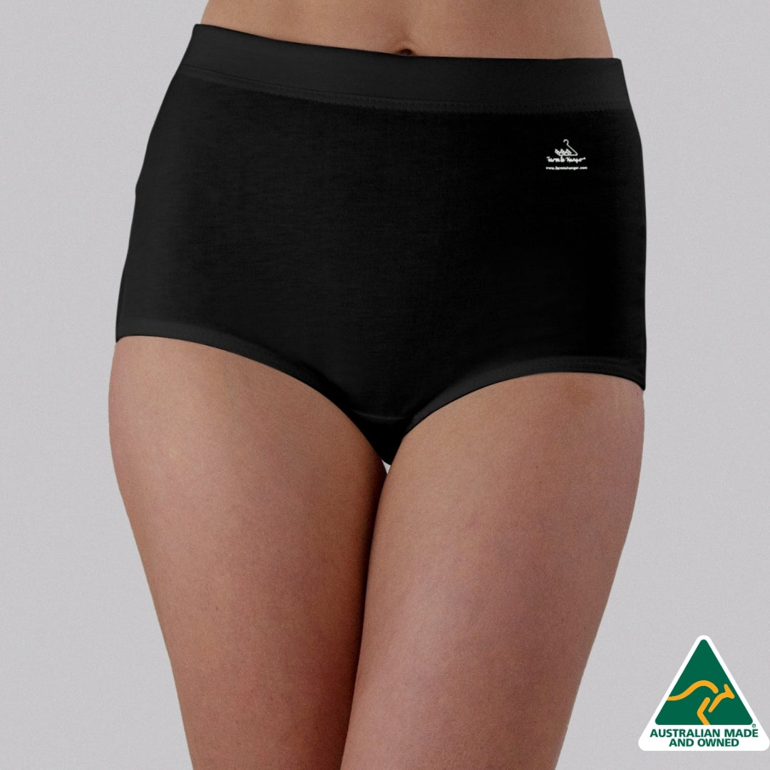 High Waist Low Leg Comfy Bum Knickers - Single - Black