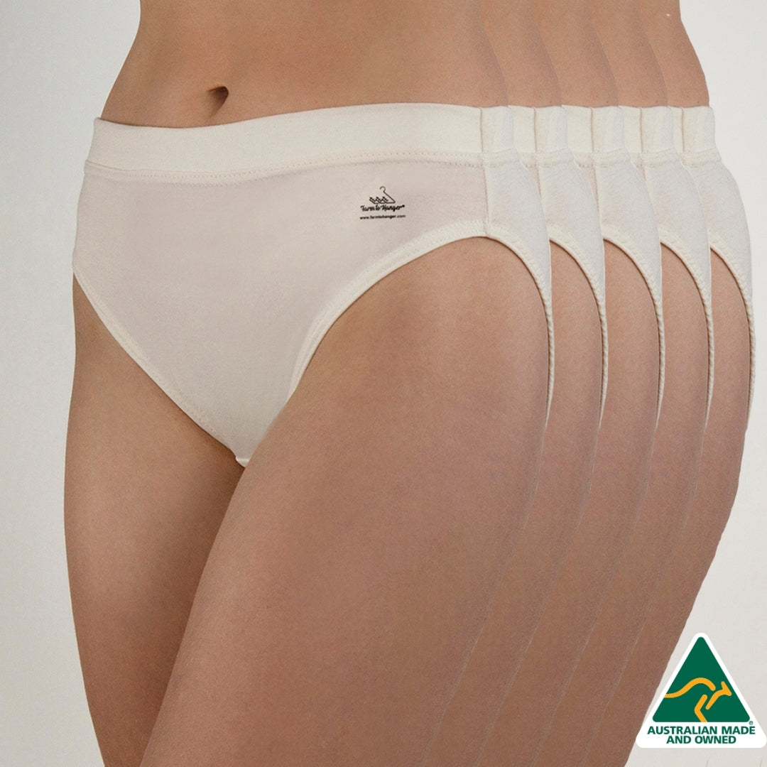 High Cut Comfy Bum Knickers - Five Set - Natural