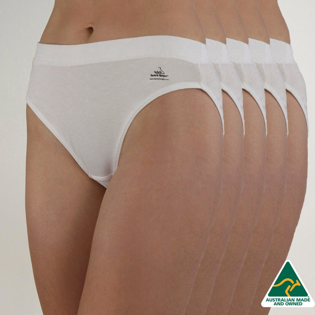 High Cut Comfy Bum Knickers - Five Set - White
