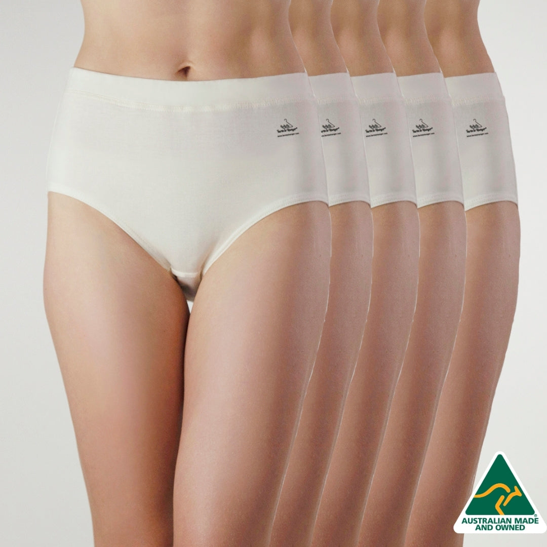 Natural Waist Comfy Bum Knickers - Five Set - Natural