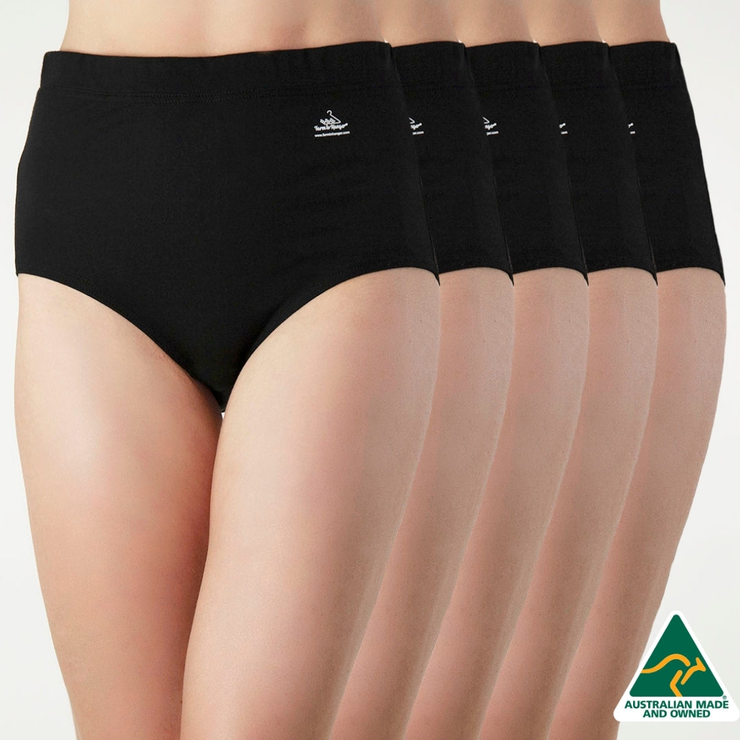 High Waist Comfy Bum Knickers - Five Set - Black