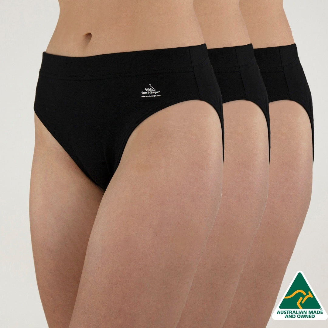 High Cut Comfy Bum Knickers - Triple Set - Black