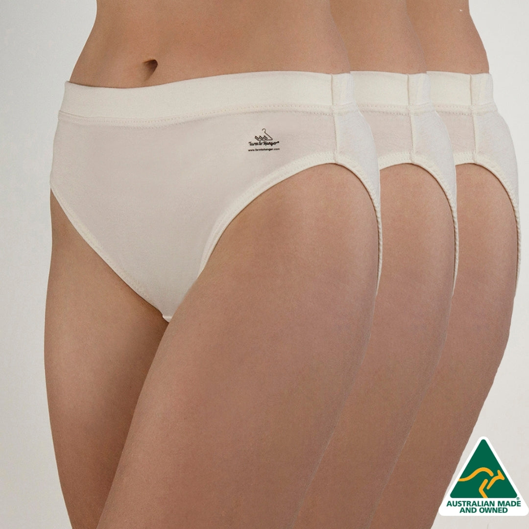 High Cut Comfy Bum Knickers - Triple Set - Natural