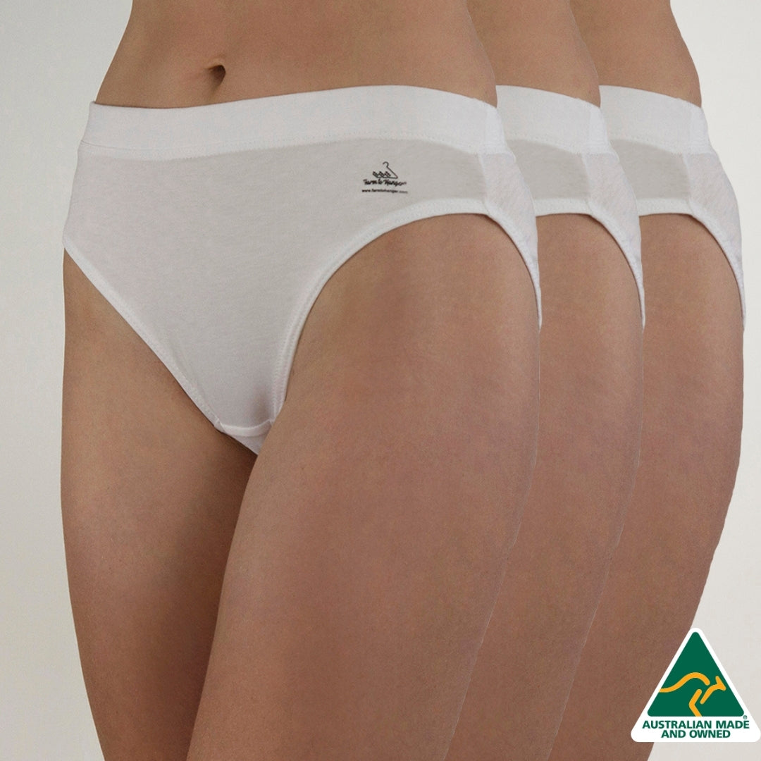 High Cut Comfy Bum Knickers - Triple Set - White