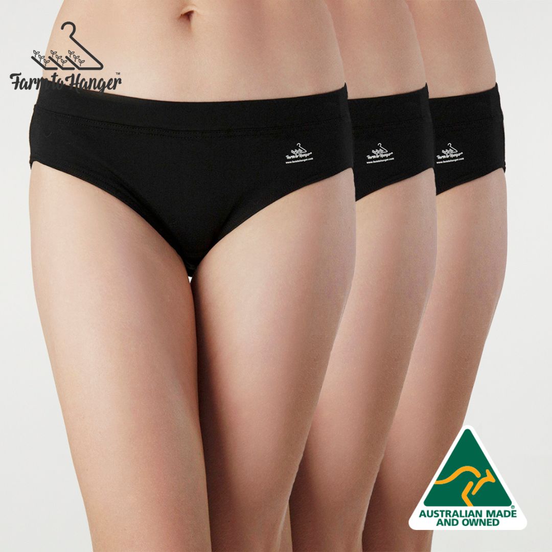 Comfy Bum Knickers - Single Colour TRIPLE Set - Black