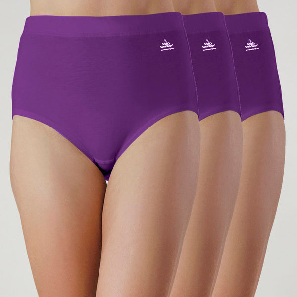 PRE-ORDER 30TH MAY - High Waist Comfy Bum Knickers - Single Colour Triple Set - Purple