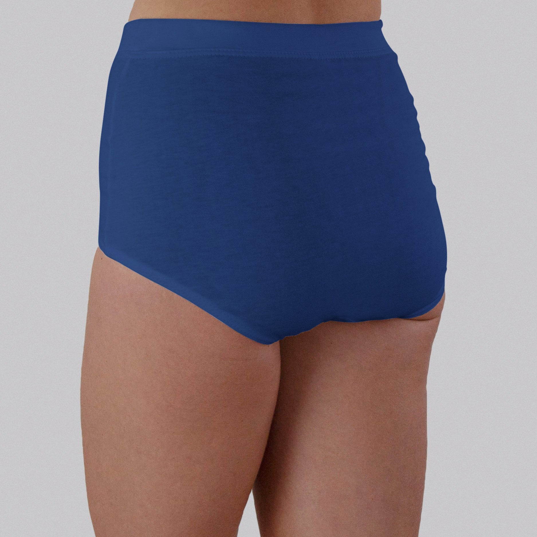 High Waist Low Leg Comfy Bum Knickers - Single Colour Triple Set - Navy