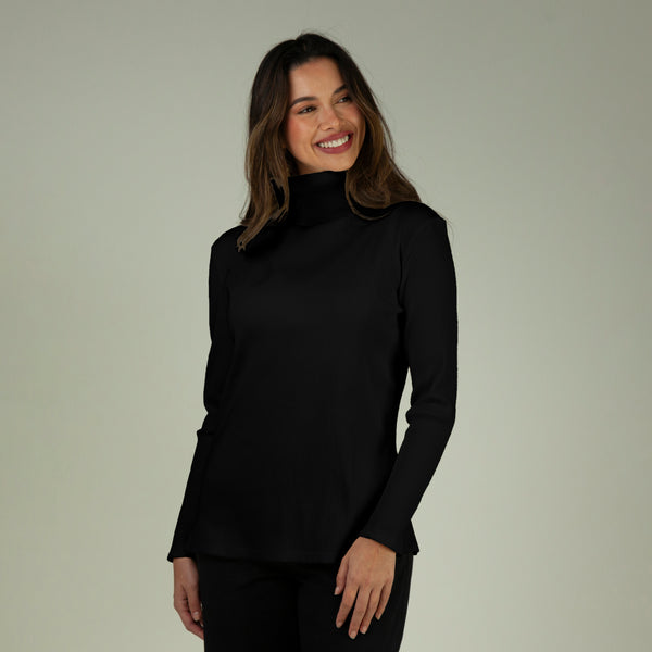 Long Sleeve Turtle Neck Top - Black