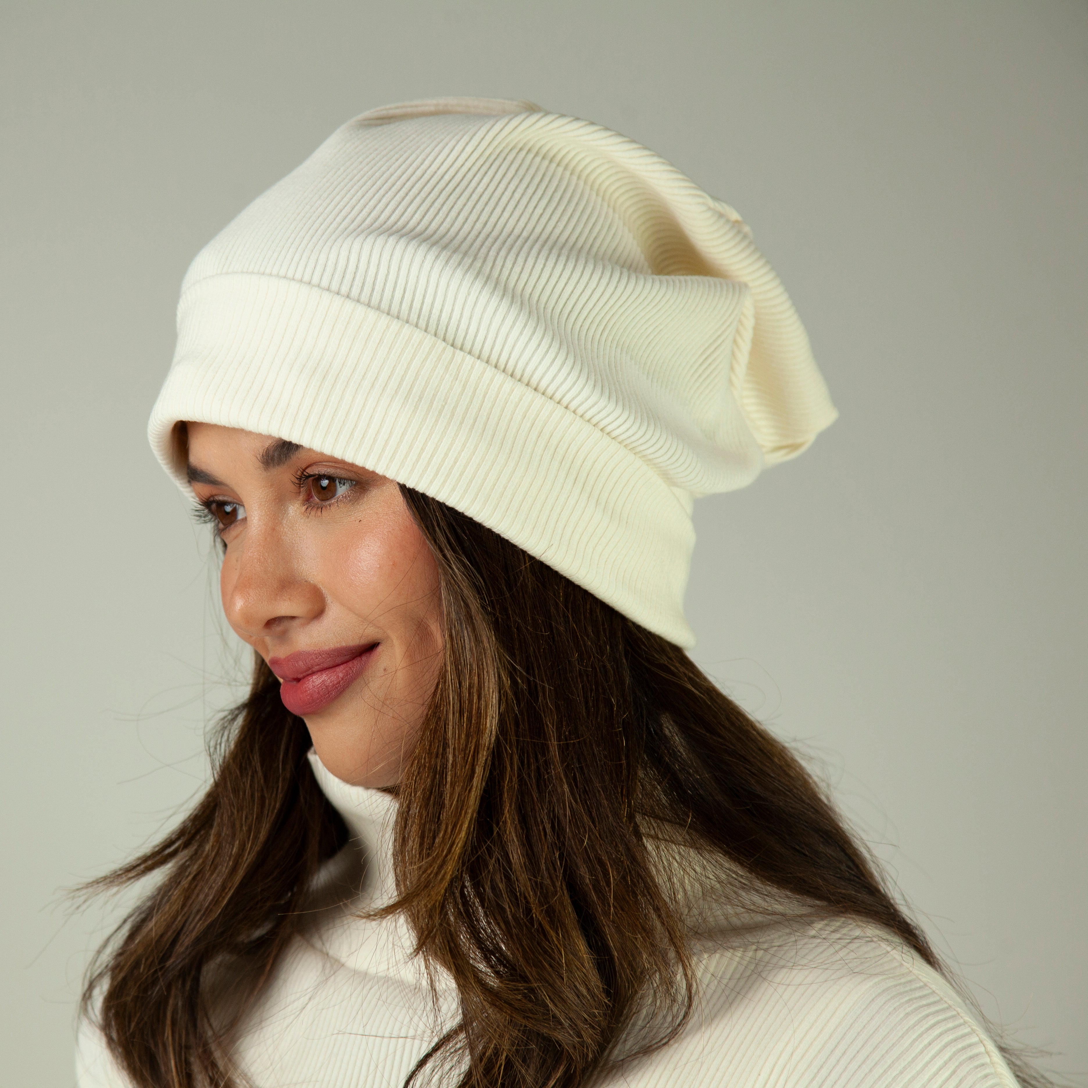 Pure Cotton Slouch Beanie - Natural