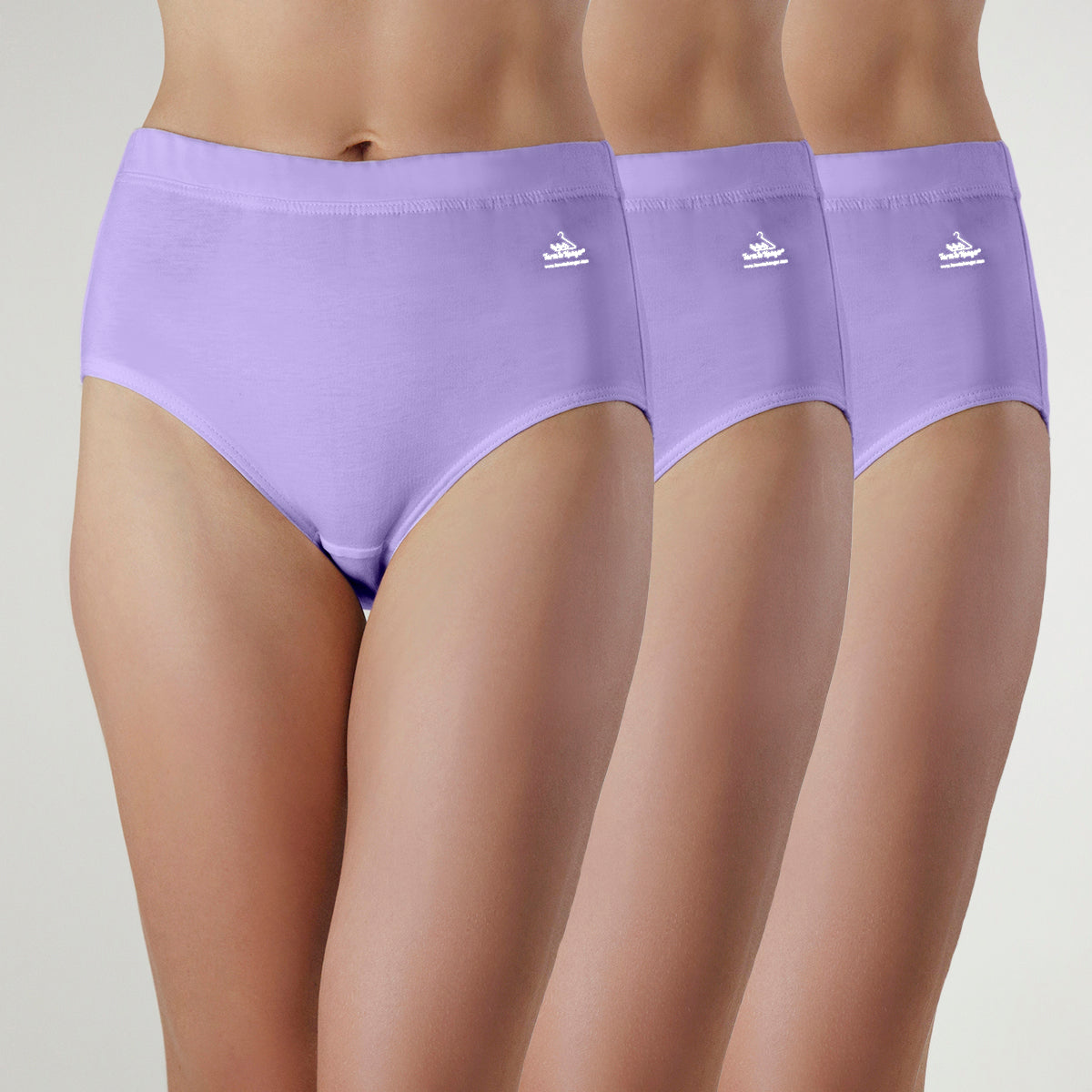 Natural Waist Comfy Bum Knickers - Triple Set - Lavender