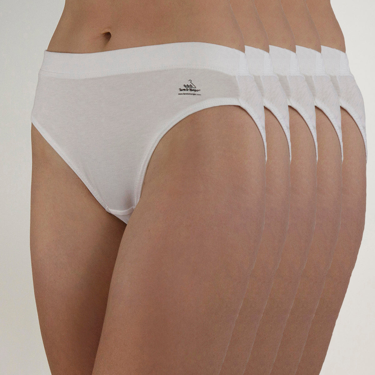 High Cut Comfy Bum Knickers - Single Colour Five Set - White