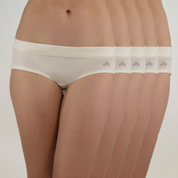 Happy Hipster Comfy Bum Knickers - Single Colour Five Set - Natural