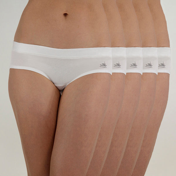 Happy Hipster Comfy Bum Knickers - Single Colour Five Set - White