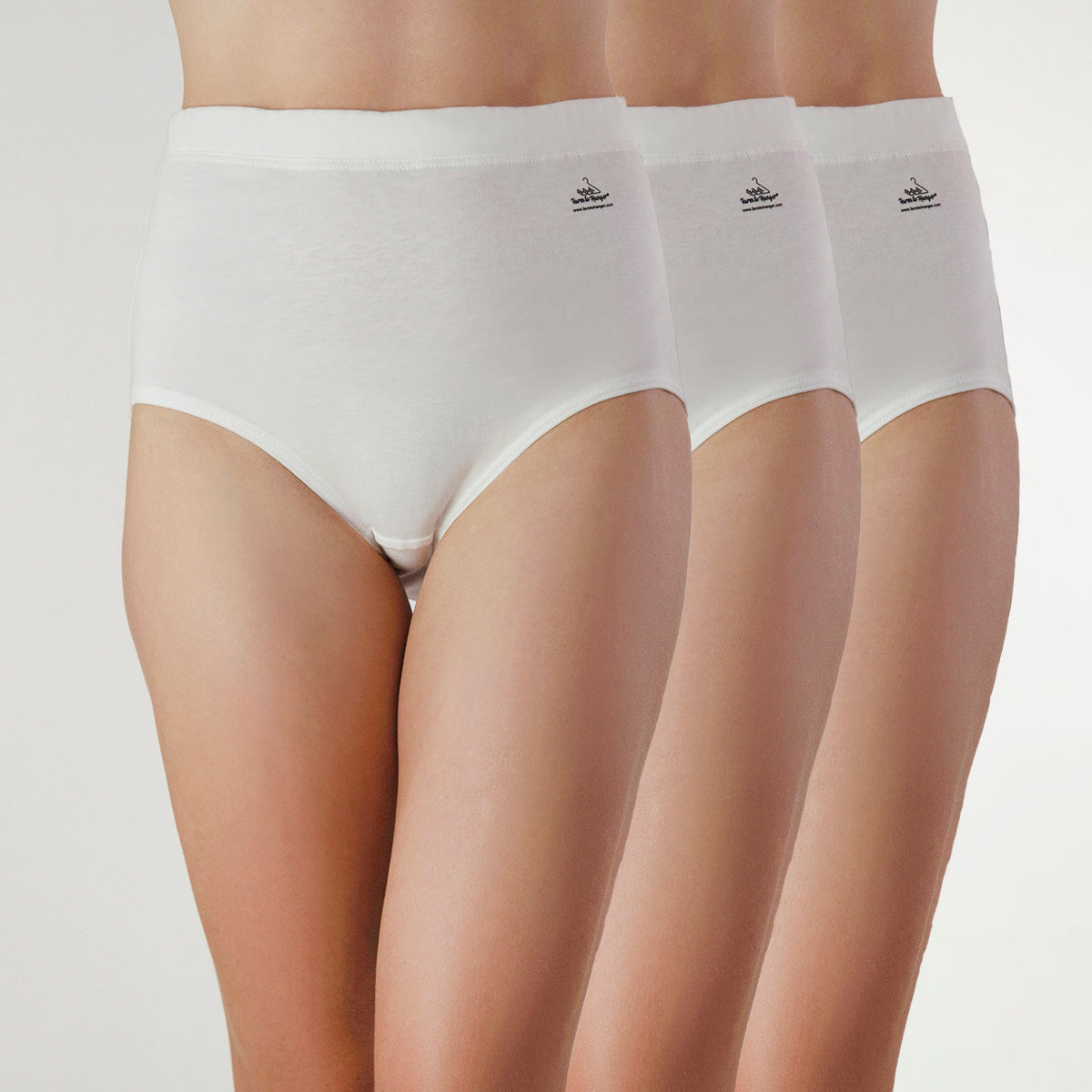 High Waist Comfy Bum Knickers - Single Colour Triple Set - White