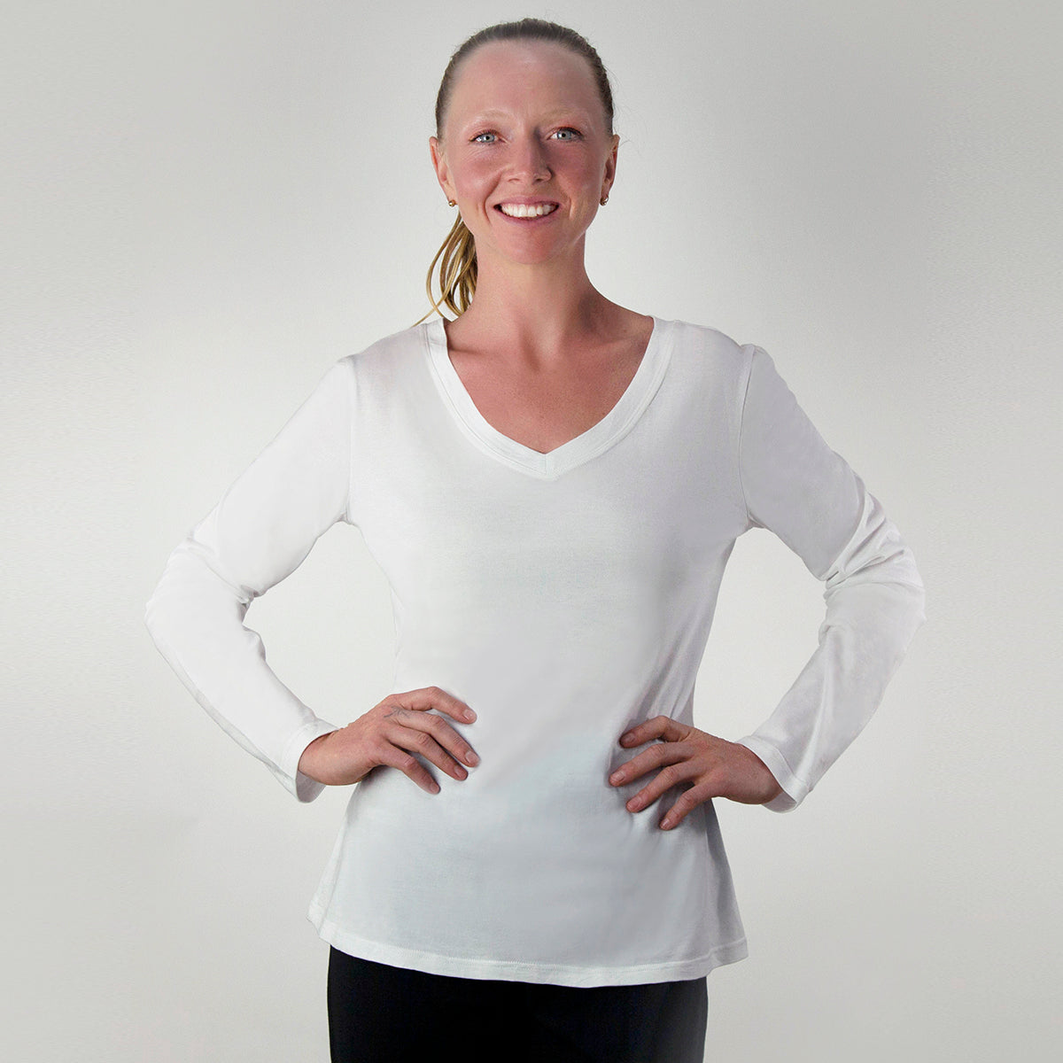 Long Sleeve Classic V Neck Tee- Women's