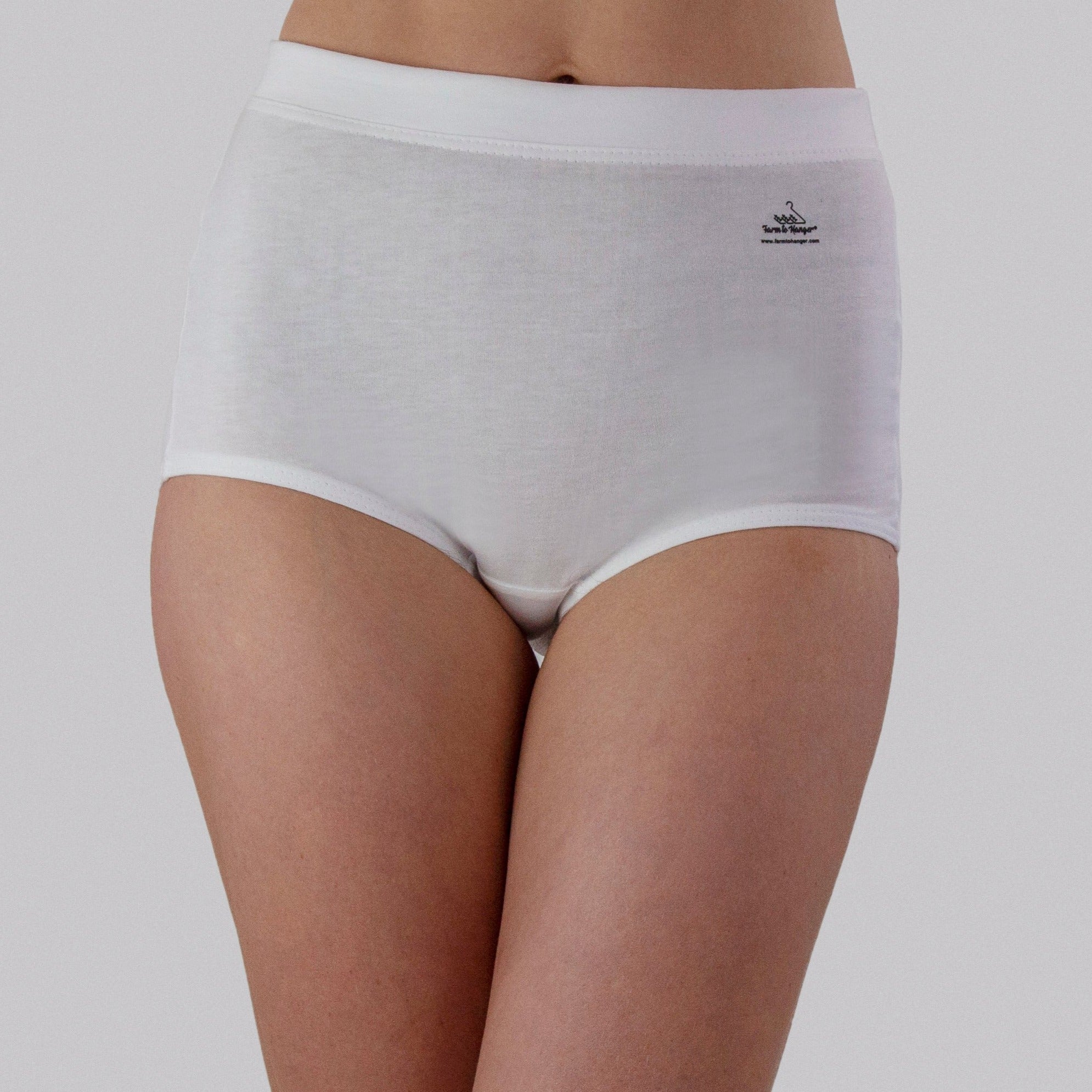 High Waist Low Leg Comfy Bum Knickers - Single Colour Five Set - White