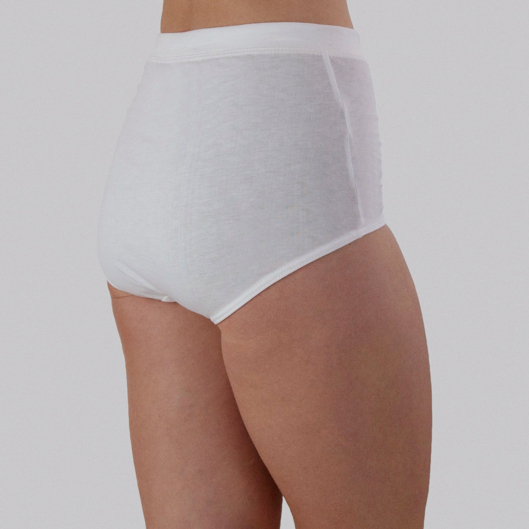 High Waist Low Leg Comfy Bum Knickers - Single - White