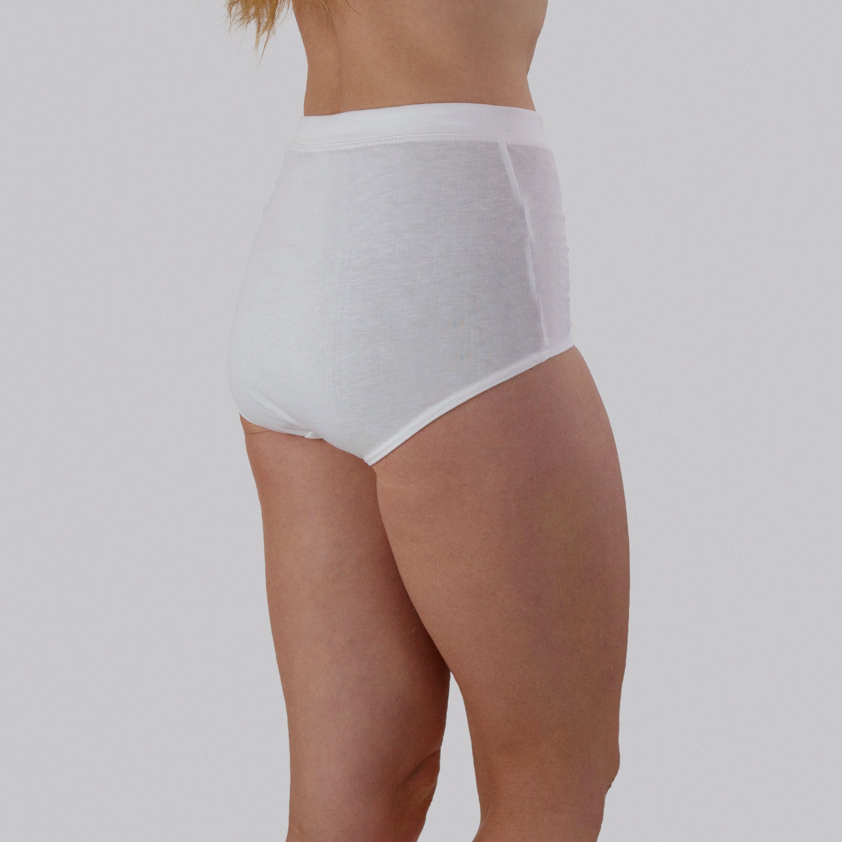High Waist Low Leg Comfy Bum Knickers - Single Colour Triple Set - White