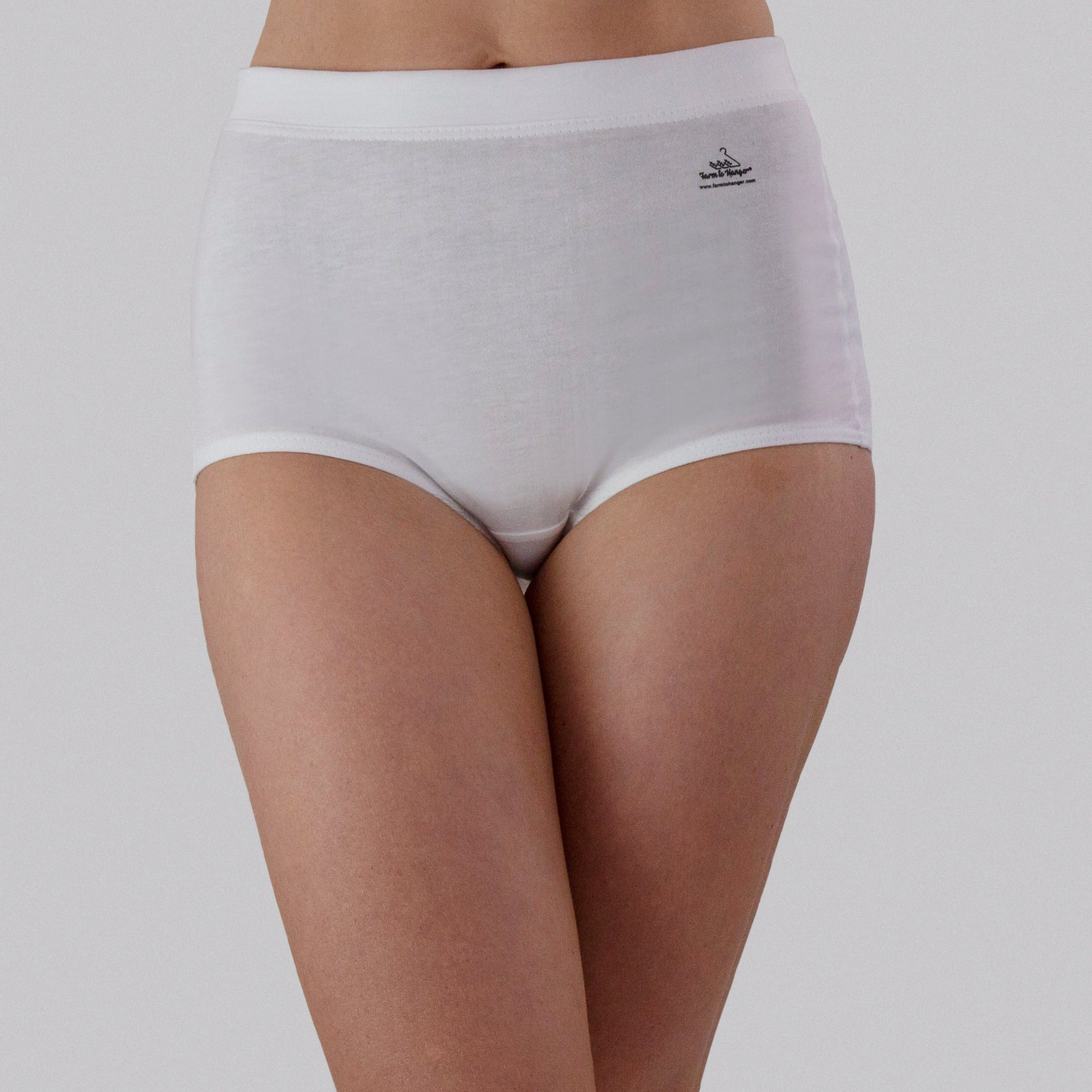 High Waist Low Leg Comfy Bum Knickers - Single - White