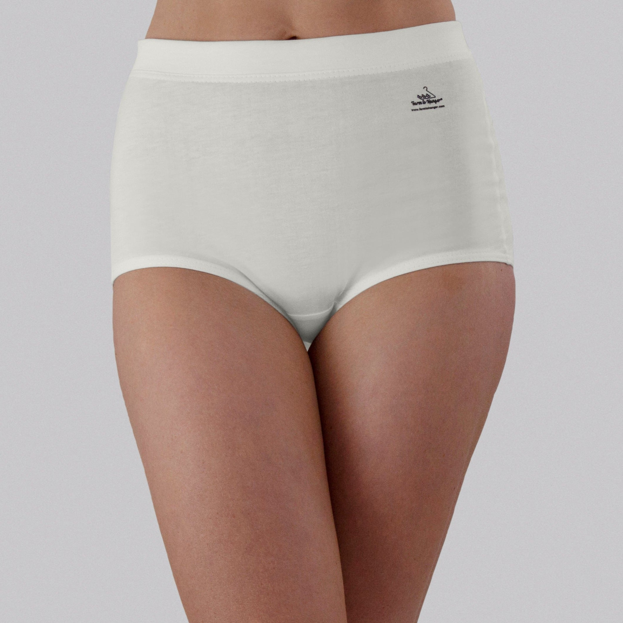 High Waist Low Leg Comfy Bum Knickers - Single Colour Five Set - Natural