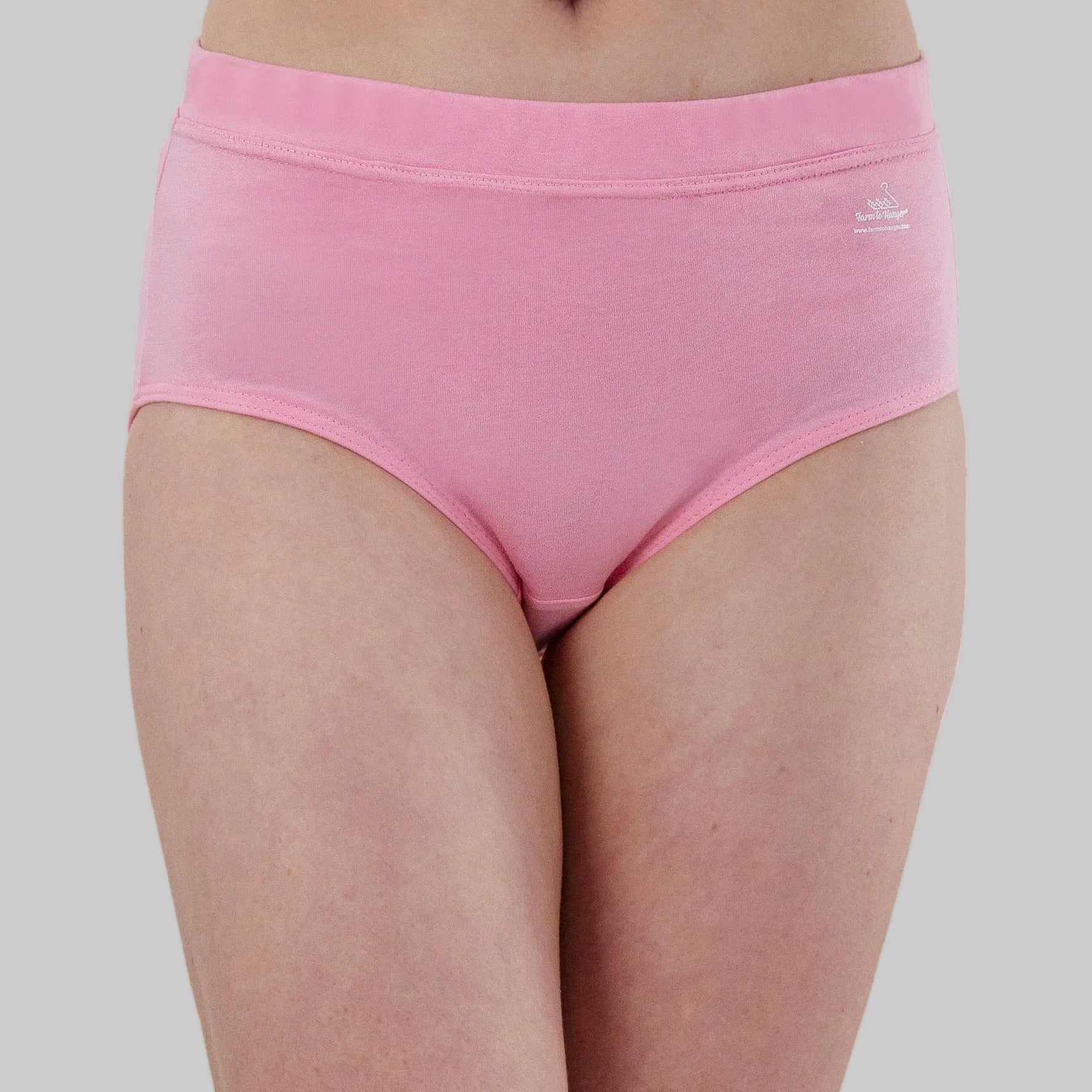 Natural Waist Comfy Bum Knickers - Five Set - Pure Pink